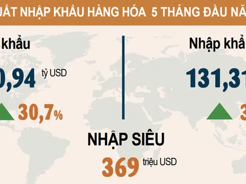 Bất chấp COVID-19, xuất nhập khẩu 5 tháng vẫn tăng 33,5%