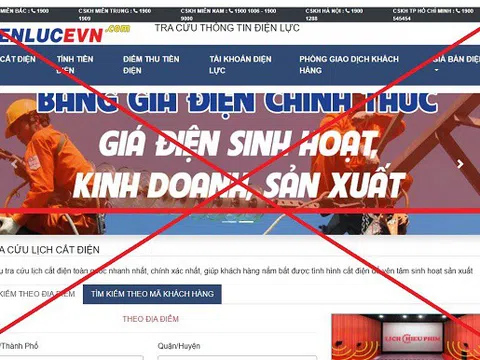 Xuất hiện trang web giả mạo thương hiệu EVN