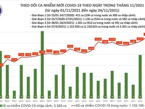Ngày 24/11: Số người khỏi bệnh gấp đôi số ca nhiễm COVID-19 mới
