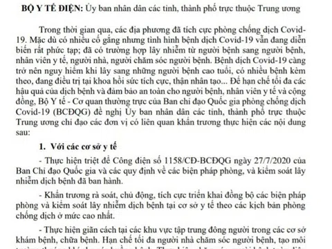 Bộ Y tế: Tăng cường quyết liệt phòng và kiểm soát lây nhiễm COVID-19 trong cơ sở khám, chữa bệnh