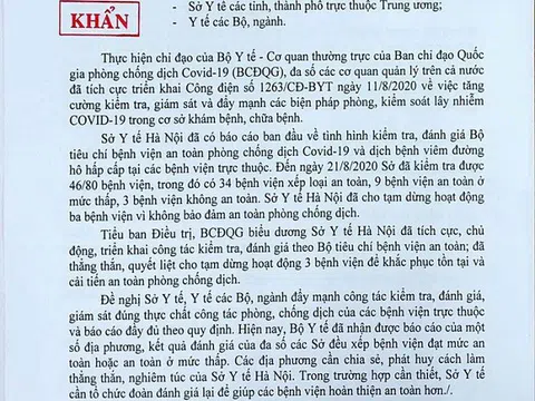 Sở Y tế Hà Nội được khen về việc đã đình chỉ hoạt động 3 bệnh viện vì không bảo đảm an toàn phòng chống dịch COVID-19