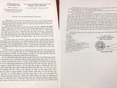 Hà Tĩnh: Phê bình chủ tịch phường để du học sinh từ Hàn Quốc về đi đám cưới trong thời gian cách ly