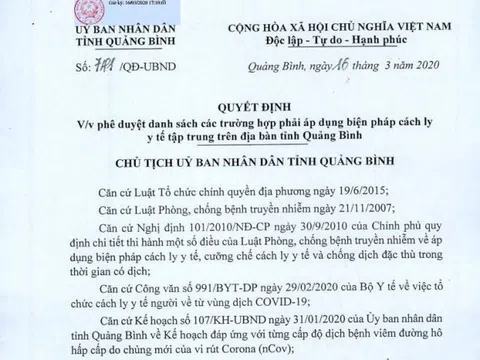 Quảng Bình: Cách ly tập trung 43 người trên xe khách từ Thái Lan về