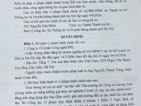 Bị phạt 25 triệu đồng vì đưa tin sai sự thật về Thứ trưởng Công an