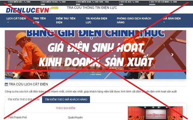 Xuất hiện trang web giả mạo thương hiệu EVN