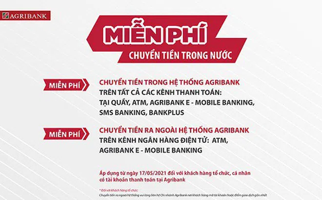 Agribank miễn 100% phí dịch vụ chuyển tiền trong nước