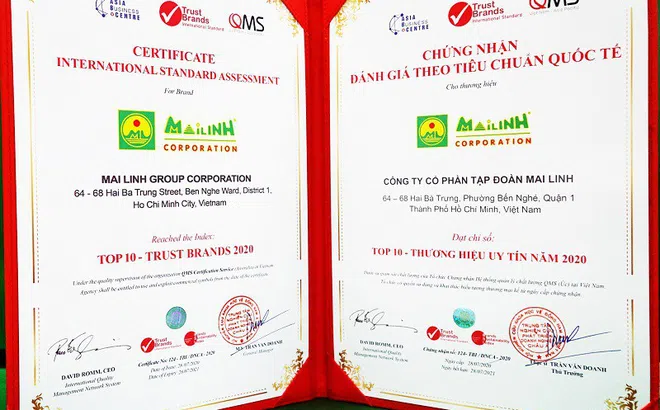 Tập đoàn Mai Linh đạt 'Top 10 – Thương hiệu uy tín năm 2020'