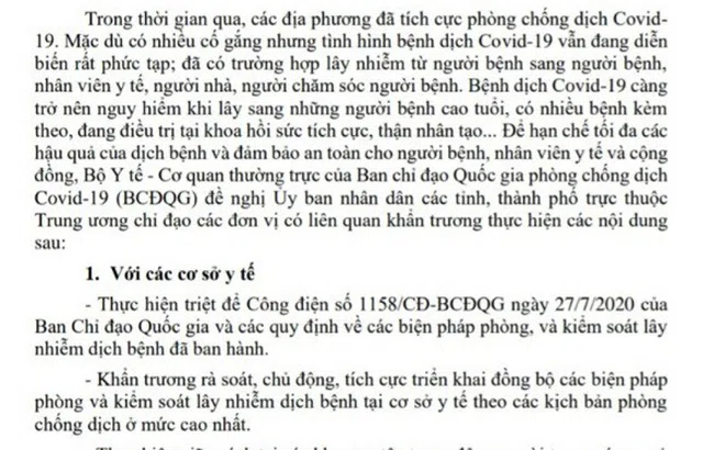 Bộ Y tế: Tăng cường quyết liệt phòng và kiểm soát lây nhiễm COVID-19 trong cơ sở khám, chữa bệnh