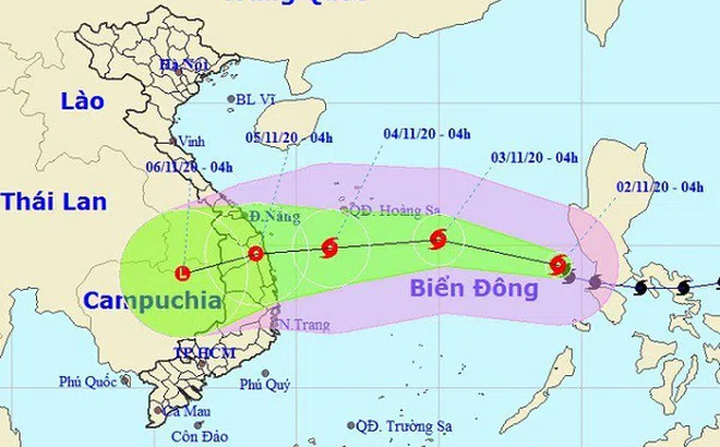 Bão Goni đã vào Biển Đông, hướng vào Đà Nẵng và Phú Yên